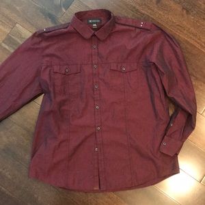 INC Button Down Long Sleeve Maroon Shirt XXL Slim Foot Like New